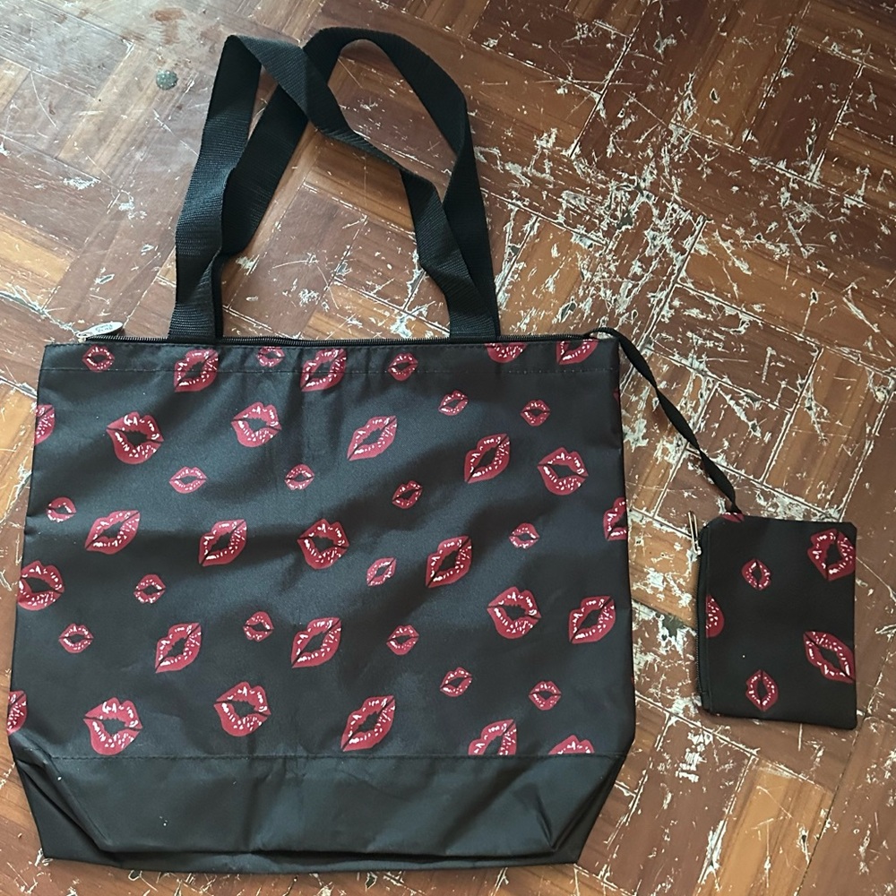NWOT vintage Betty Boop Black Tote with Red Lips Design - Picture 7 of 12